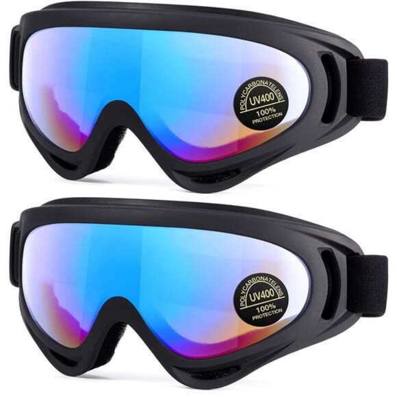 Kids Motorcycle Goggles, 2-Pack Dirt Bike Goggles for Child, ATV Off-Road - Picture 1 of 7